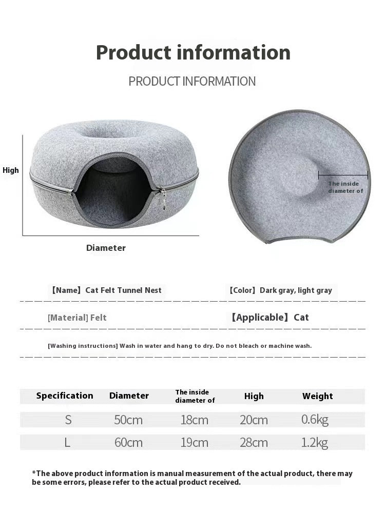 Comfortable Round Pet Bed With Tunnel Design For Play
