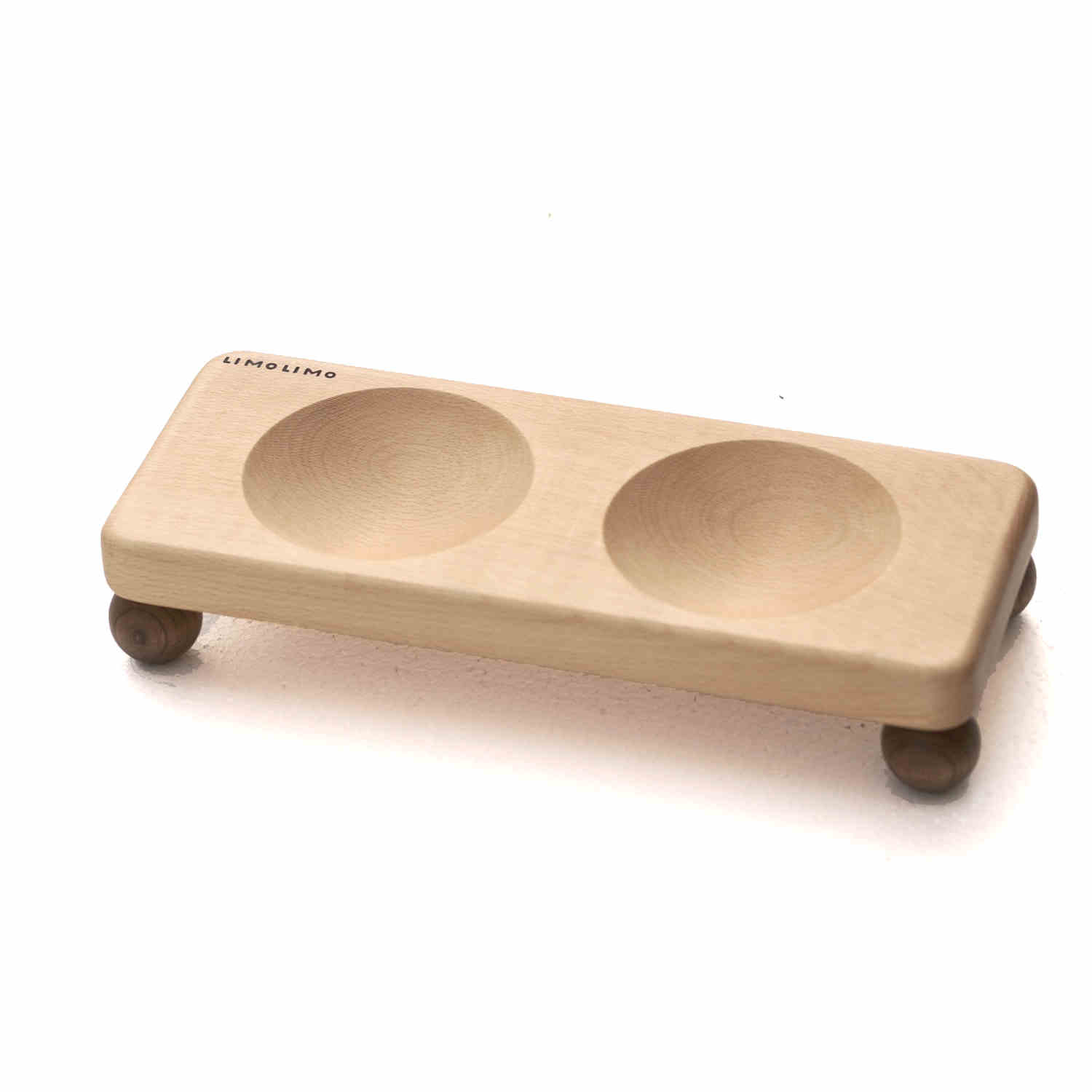 Solid Wood Stand Ceramic Pet Feeding Bowl For Food And Water
