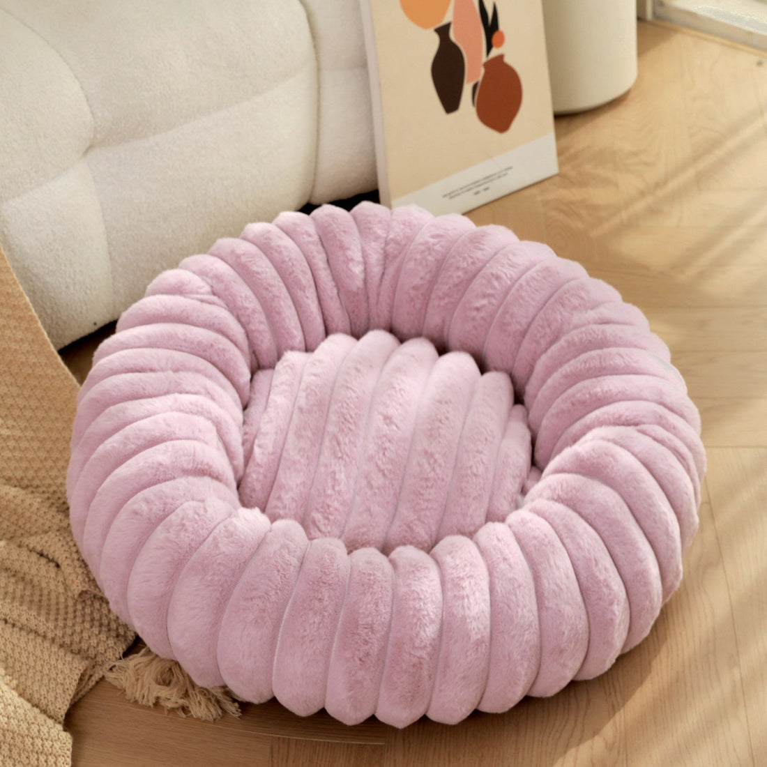 Thick Plush Round Pet Bed For Warm And Cozy Sleep
