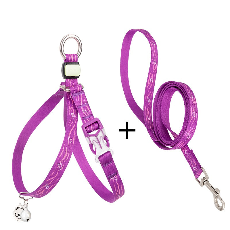 Pet Chest Strap Vest With Bell And Leash For Small Pets Walking And Control