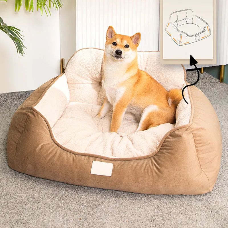 Cozy Plush Pet Bed With Washable Fluffy Sofa Design