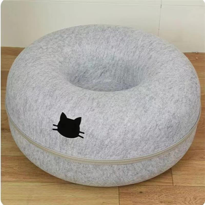 Comfortable Round Pet Bed With Tunnel Design For Play