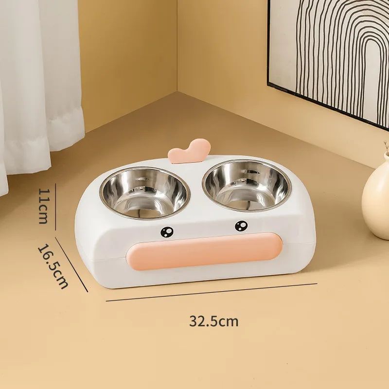Duck Design Pet Double Bowl Feeder Tray For Food And Water For Small Pets