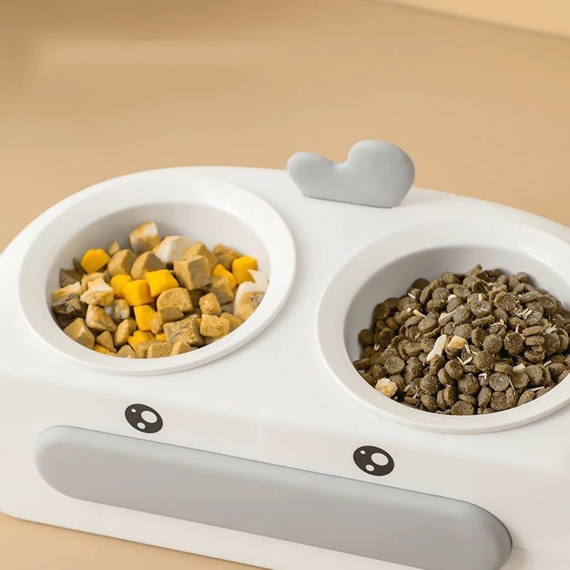 Duck Design Pet Double Bowl Feeder Tray For Food And Water For Small Pets