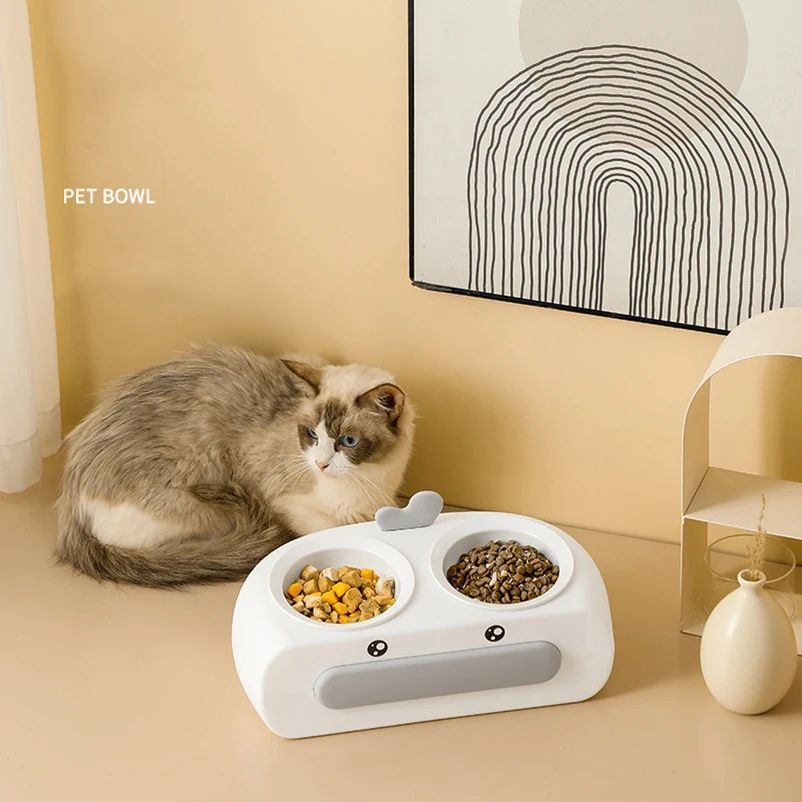 Duck Design Pet Double Bowl Feeder Tray For Food And Water For Small Pets