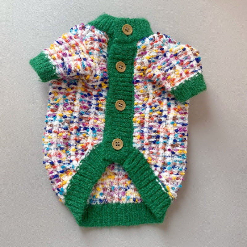 Color Block Pet Cardigan Sweater For Warmth And Style