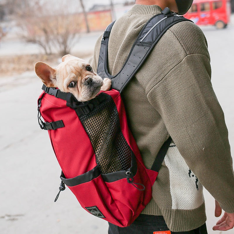Portable Pet Carrier Backpack With Double Shoulder Straps For Travel