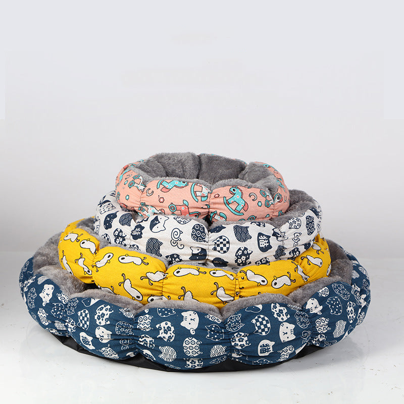 Calming Donut Pet Bed With Fluffy Round Comfortable Design