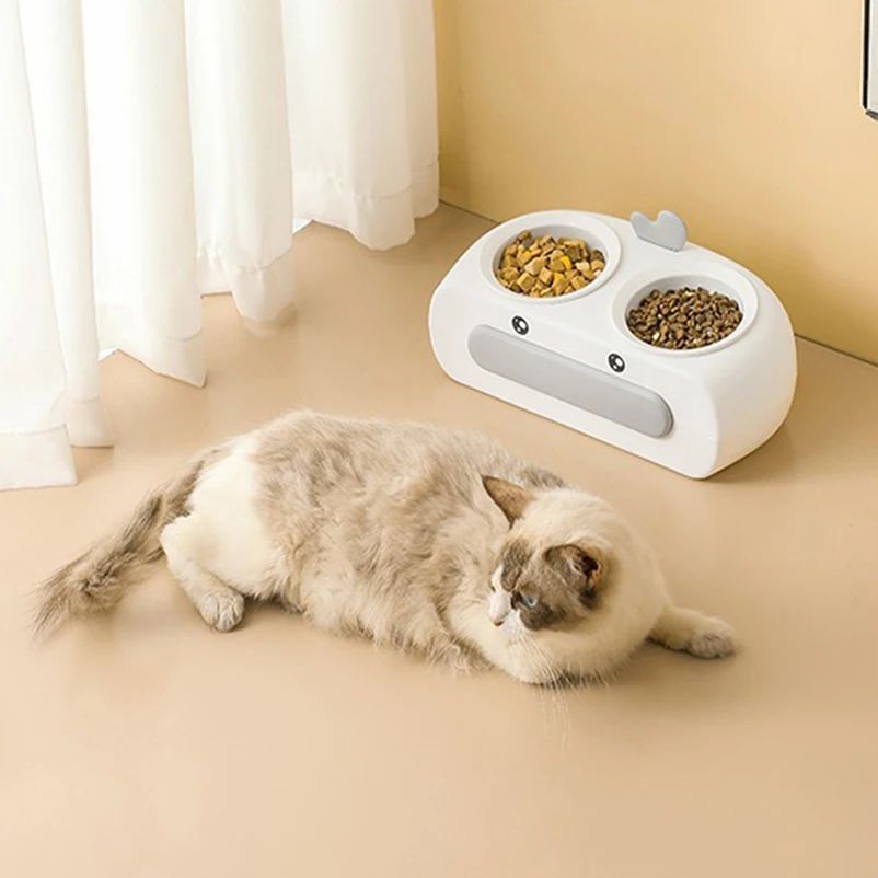 Duck Design Pet Double Bowl Feeder Tray For Food And Water For Small Pets
