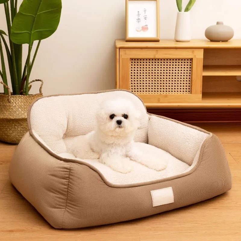 Cozy Plush Pet Bed With Washable Fluffy Sofa Design