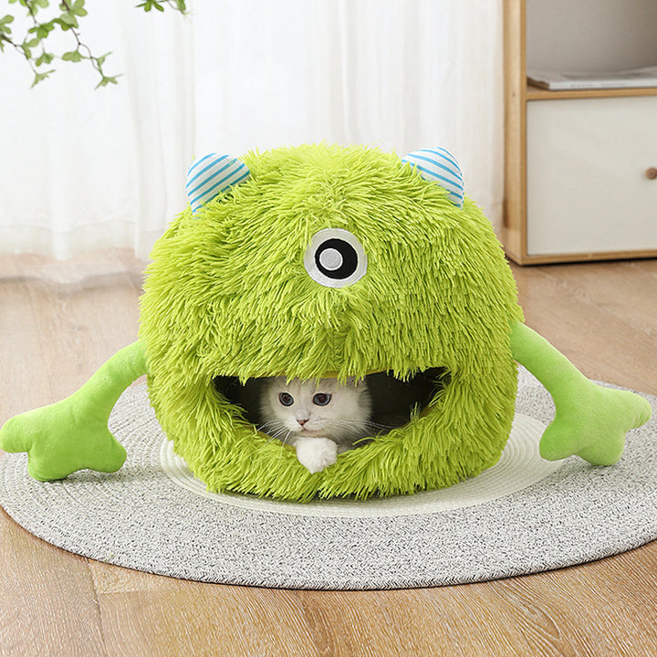 Washable Fluffy Round Pet Bed With Non Slip Base