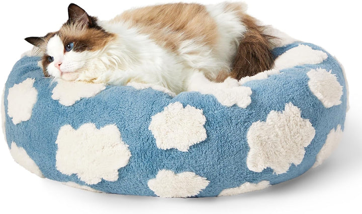 Round Calming Pet Bed With Plush Design And Anti Slip Base