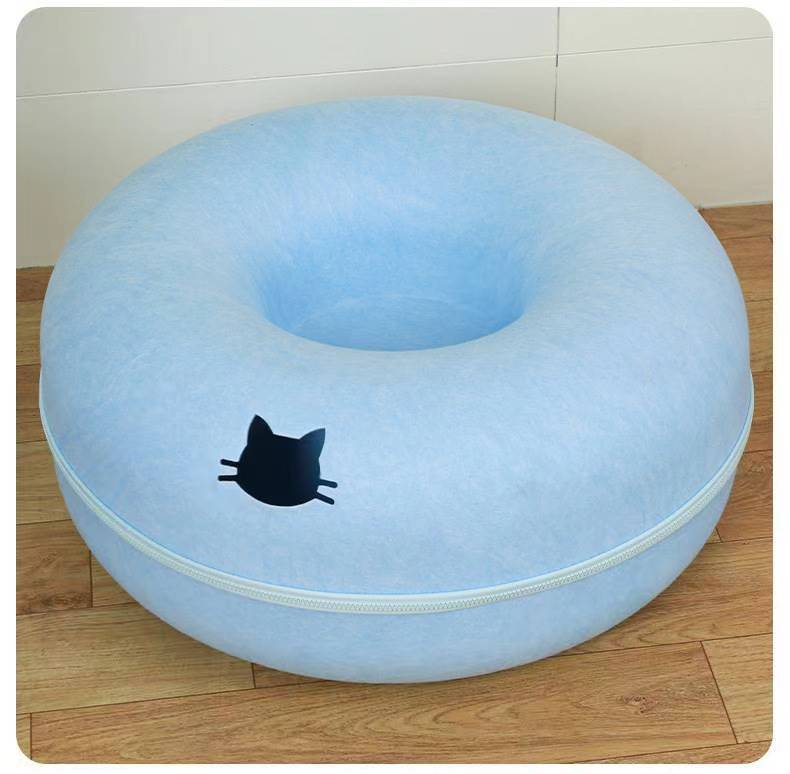 Comfortable Round Pet Bed With Tunnel Design For Play