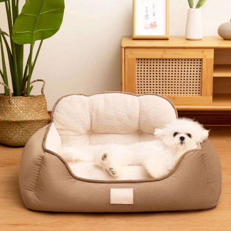 Cozy Plush Pet Bed With Washable Fluffy Sofa Design