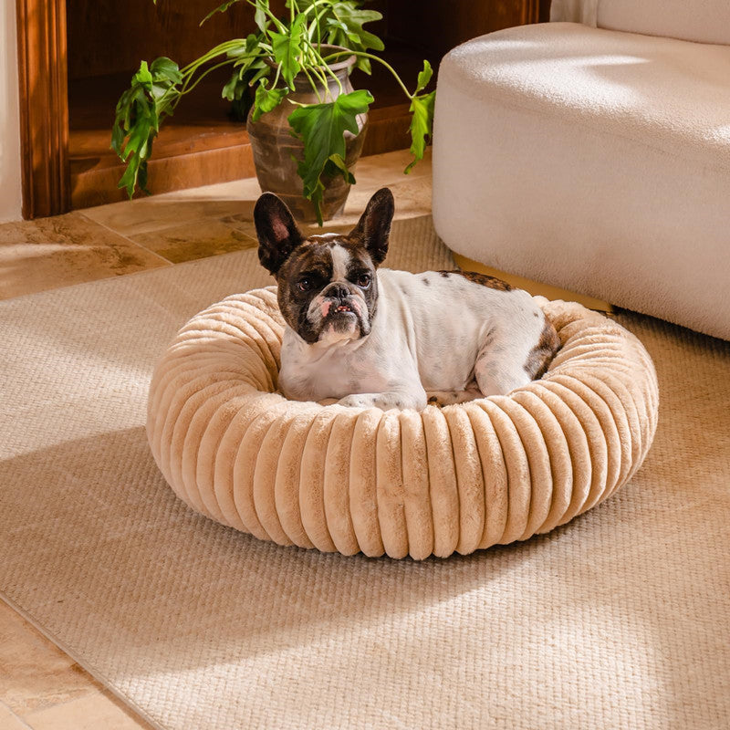 Plush Round Pet Bed With Soft Fur And Warm Design