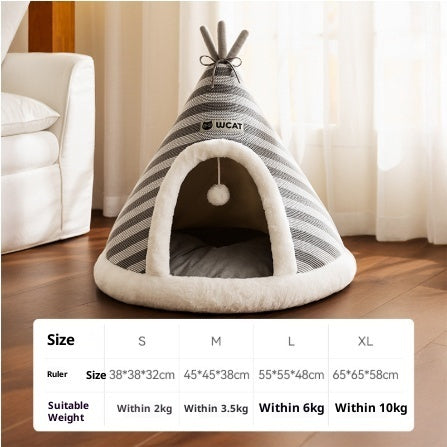 Thick Knitted Round Pet Bed With Warm Seasonal Design