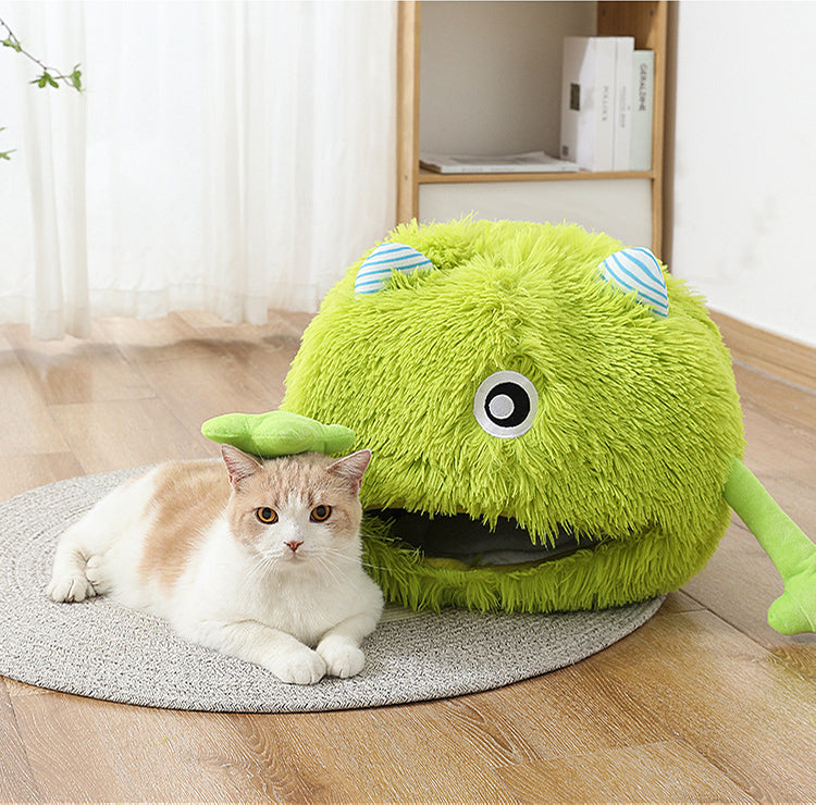 Washable Fluffy Round Pet Bed With Non Slip Base