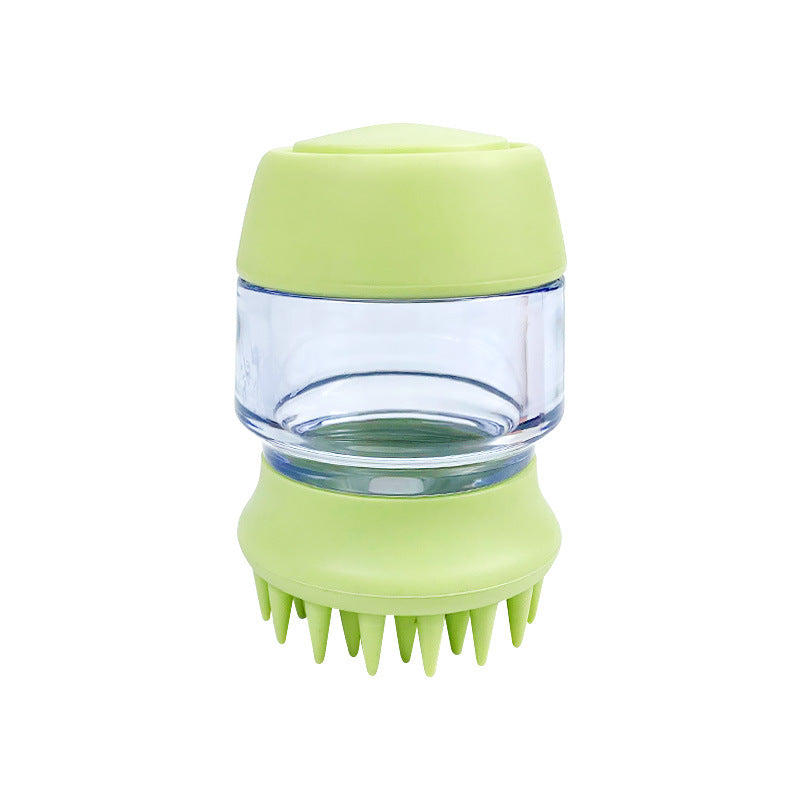 Silicone Pet Bath Brush With Shampoo Dispenser And Massage Cleaning Heads