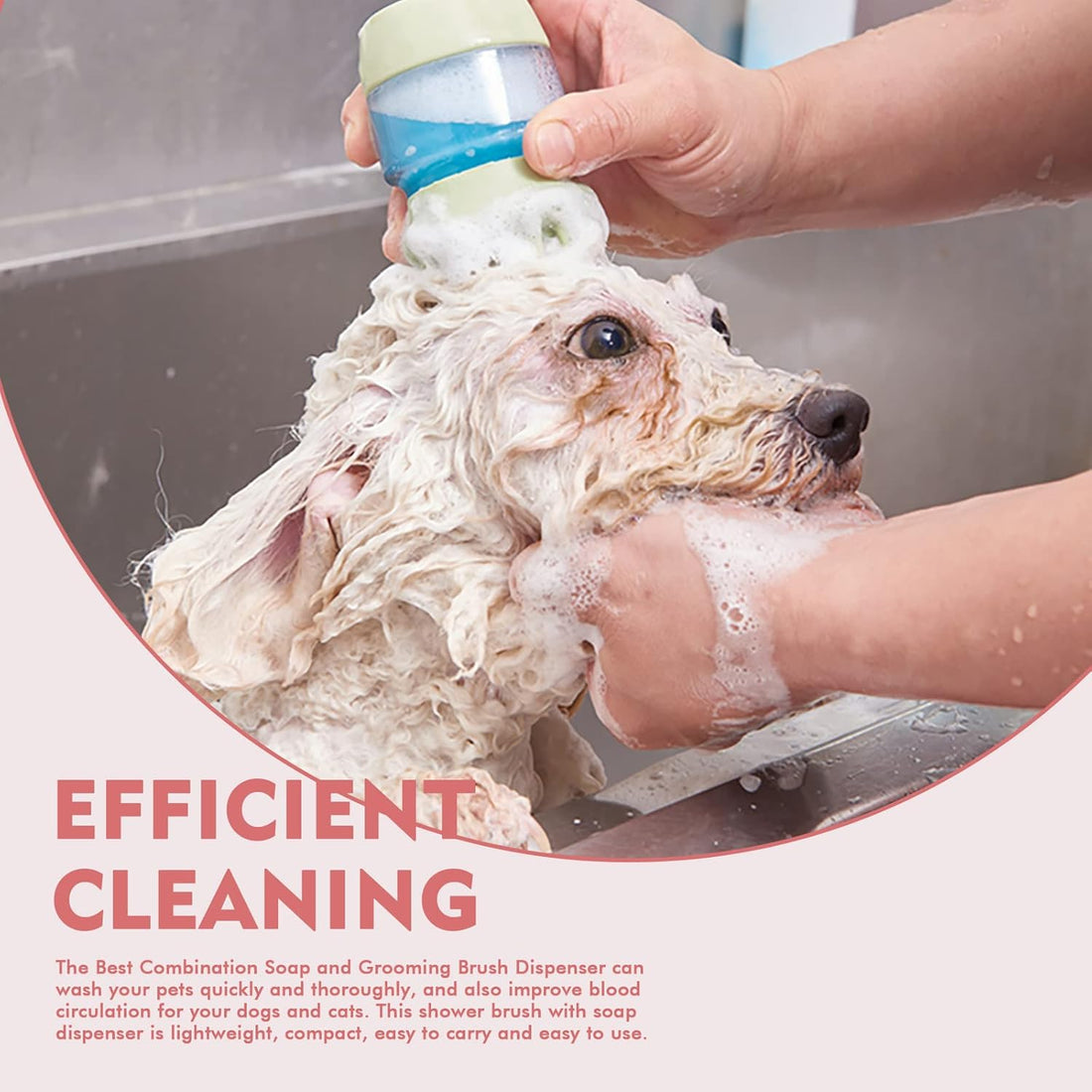 Silicone Pet Bath Brush With Shampoo Dispenser And Massage Cleaning Heads