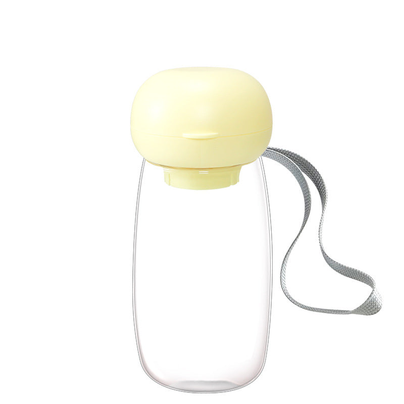 Portable Pet Water Bottle With Bowl And Lanyard Travel Use