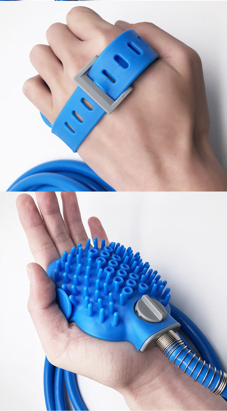 Silicone Pet Bathing Gloves With Shower Nozzle And Massage Brush