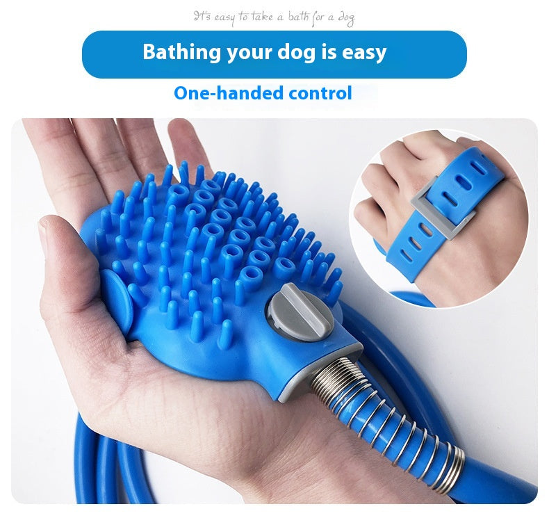 Silicone Pet Bathing Gloves With Shower Nozzle And Massage Brush
