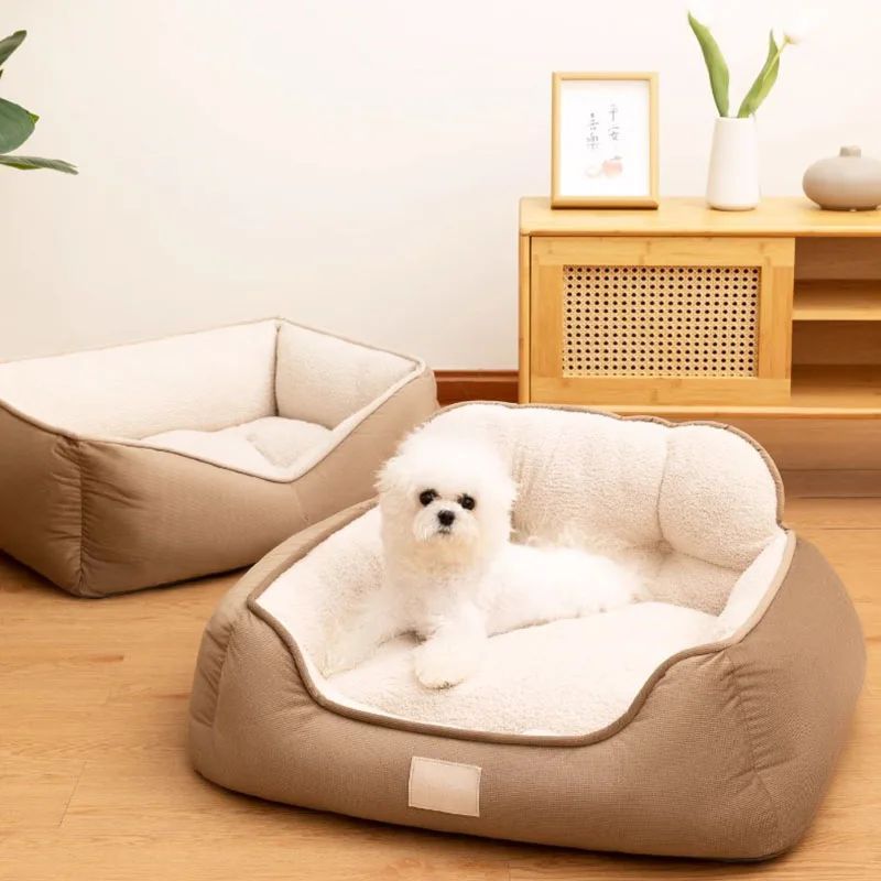 Cozy Plush Pet Bed With Washable Fluffy Sofa Design