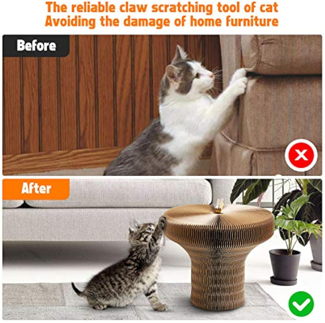Collapsible Pet Scratcher Lounge Bed With Corrugated Design