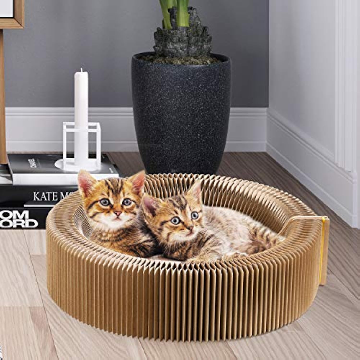 Collapsible Pet Scratcher Lounge Bed With Corrugated Design