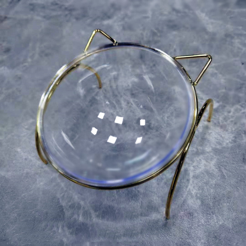 Glass Pet Feeding Bowl With Metal Rack For Food And Water For Small Pets