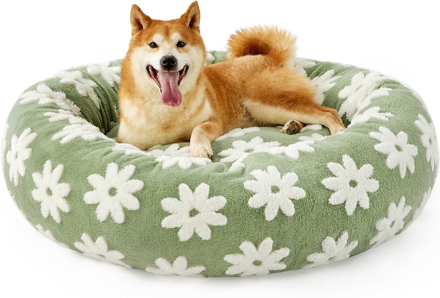 Round Calming Pet Bed With Plush Design And Anti Slip Base