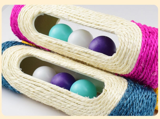 Three Piece Long Sisal Drum Pet Toy Set For Scratching And Play