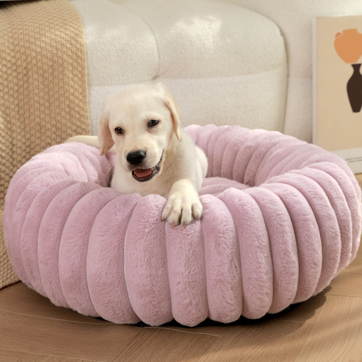 Thick Plush Round Pet Bed For Warm And Cozy Sleep