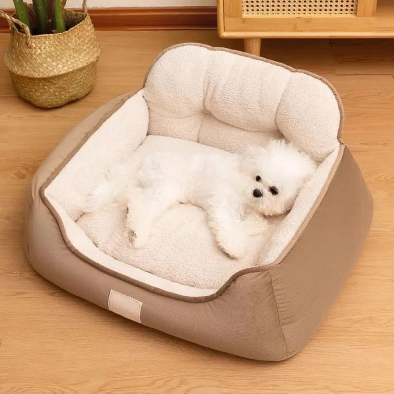 Cozy Plush Pet Bed With Washable Fluffy Sofa Design