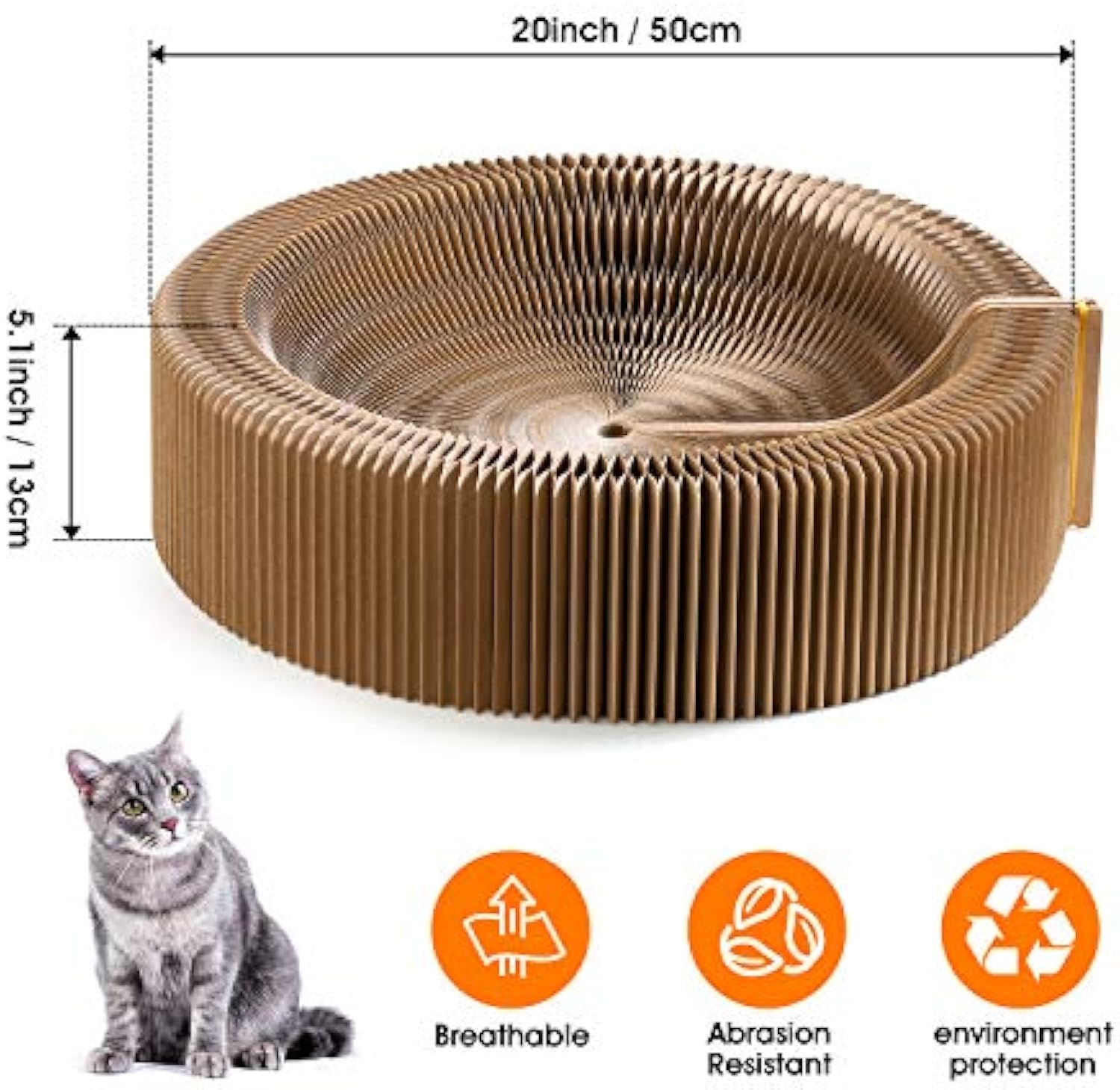 Collapsible Pet Scratcher Lounge Bed With Corrugated Design