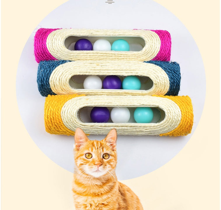 Three Piece Long Sisal Drum Pet Toy Set For Scratching And Play