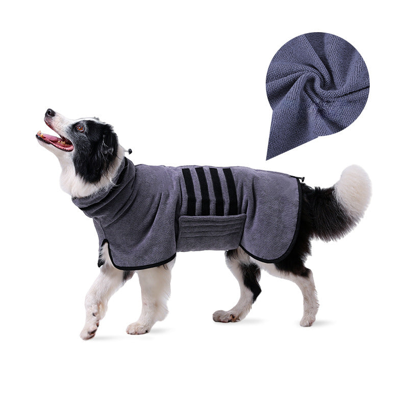Adjustable Absorbent Pet Bathrobe Towel For Quick Drying Grooming