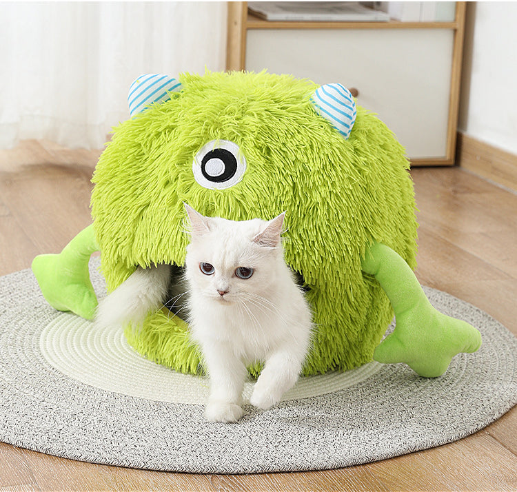 Washable Fluffy Round Pet Bed With Non Slip Base