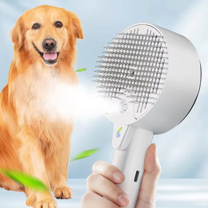 3 In 1 Electric Pet Steam Brush For Grooming And Massage