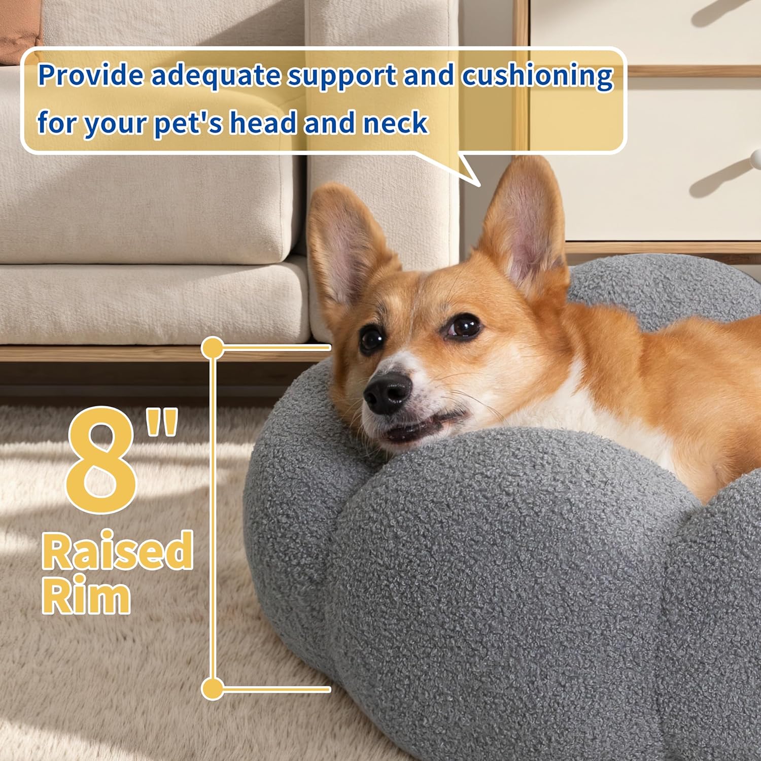 Fluffy Flower Pet Bed With Plush Design And Non Slip Base