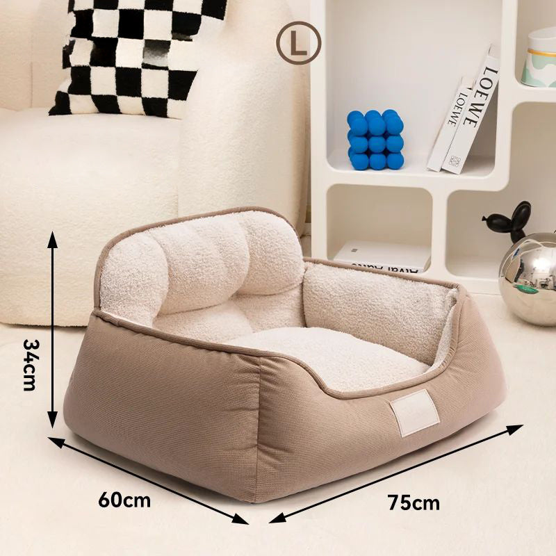 Cozy Plush Pet Bed With Washable Fluffy Sofa Design