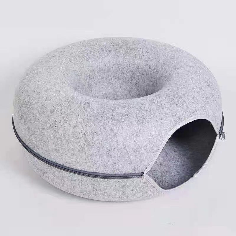 Comfortable Round Pet Bed With Tunnel Design For Play
