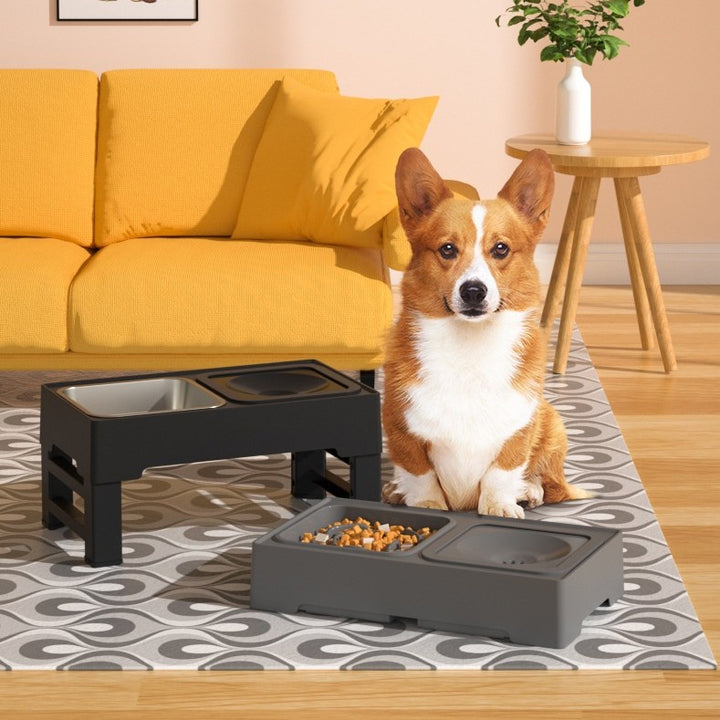 Adjustable Elevated Pet Double Bowl With Stainless Steel Stand